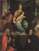 The Holy Family,with SS.Ildefonsus and john the Evangelist,and the Master Alonso de Villegas, Prado, Blas del